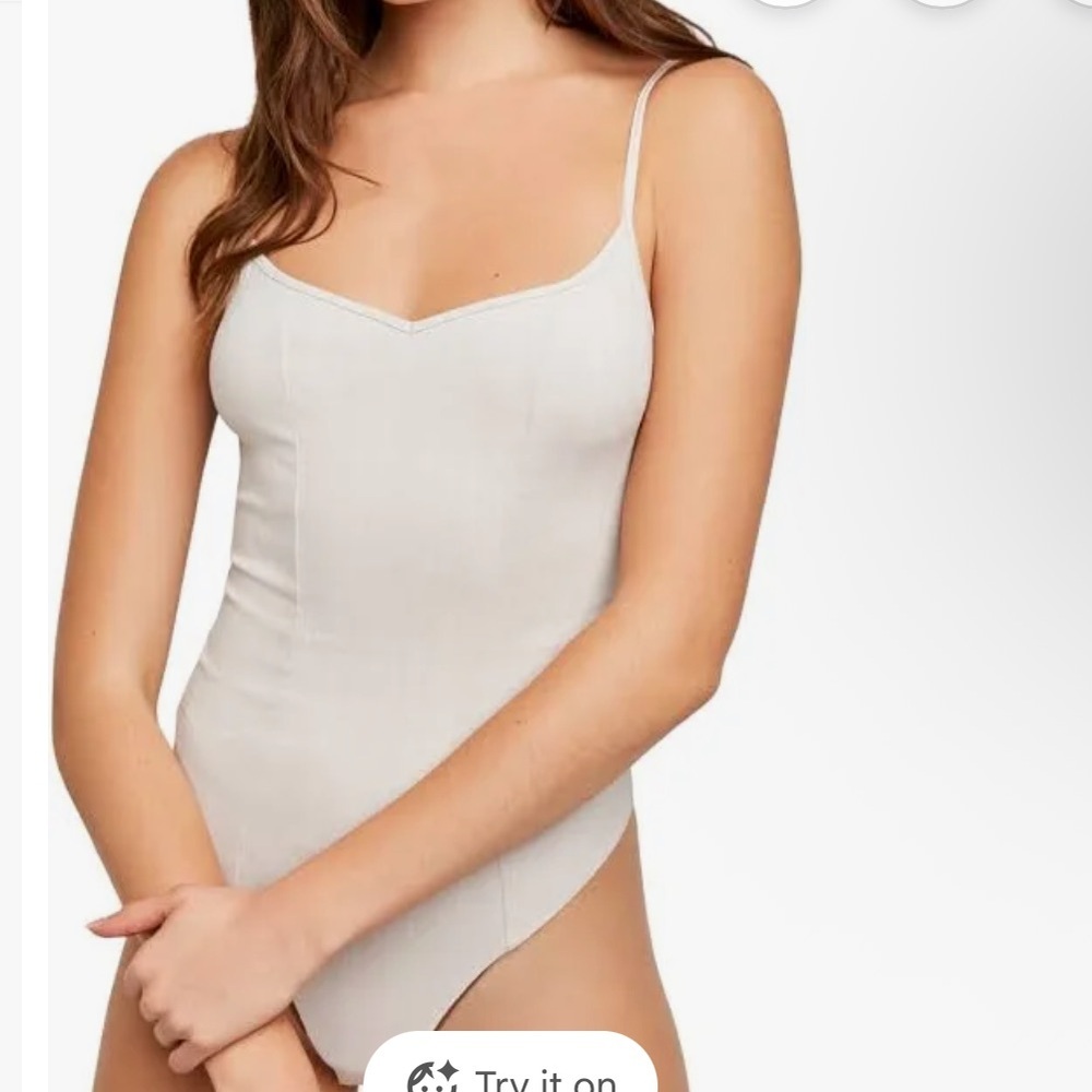 Free People Cream Sleeveless Bodysuit